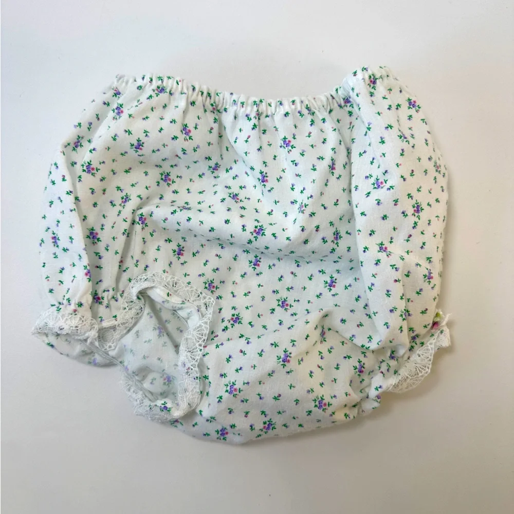 VTG Dress‎ Bloomer White Purple Flowers 18M 2pc set Side Button Unique Lace USA